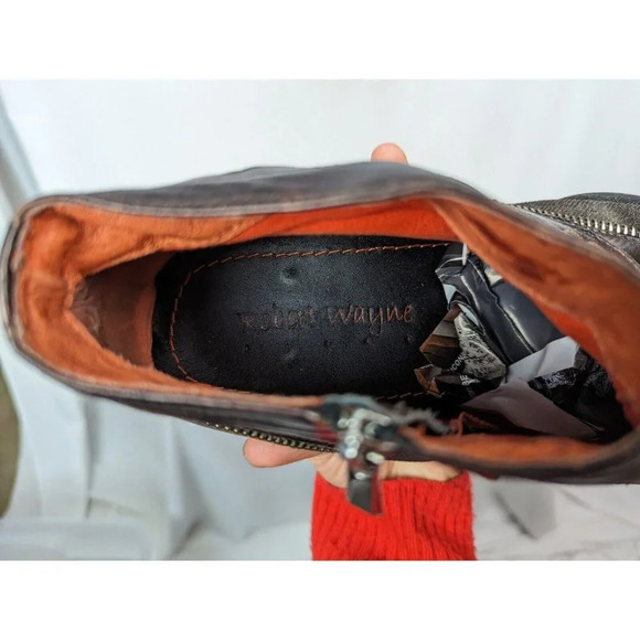 Robert Wayne REPUBLIC Boot Mens Sz 8 Black Zipper & Denim Trim Embellished $410 - Picture 13 of 14